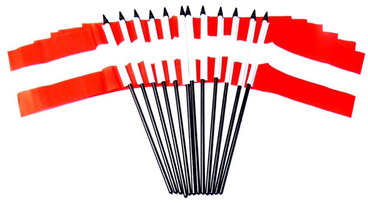 Pack of 12 Austria Mini Flags – 4"x6" Polyester Desk & Hand Waving Set